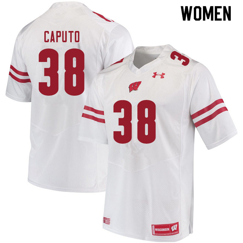 Women #38 Dante Caputo Wisconsin Badgers College Football Jerseys Sale-White - Click Image to Close